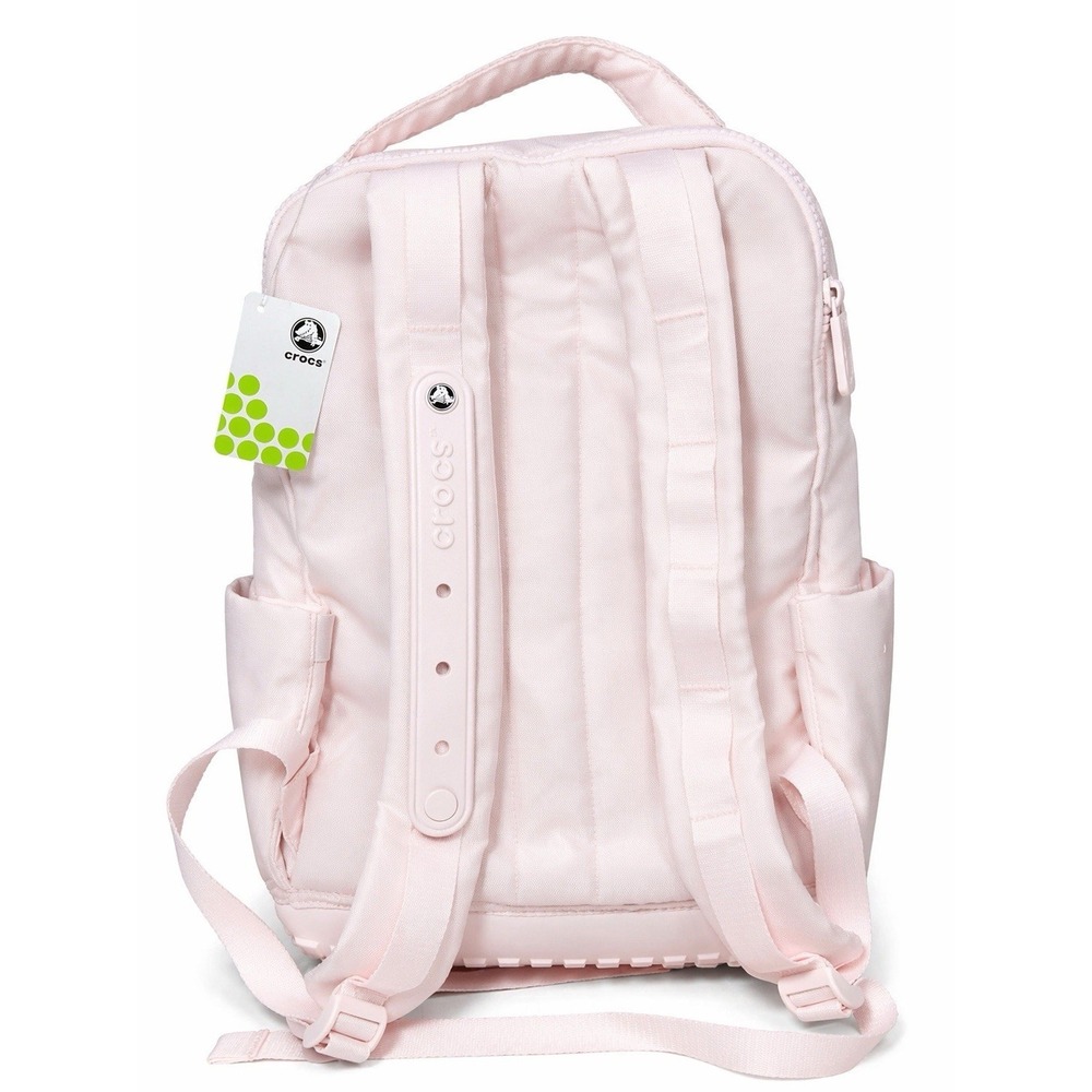 Crocs Pink Backpack School Bookbag Travel Laptop Bag 18x14x6 Jibbitz Holes NWT - Picture 4 of 6